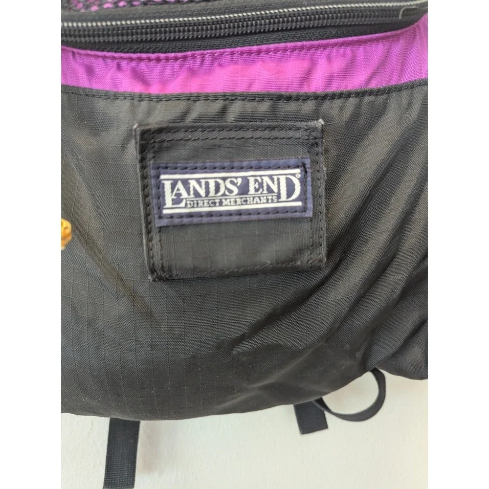 Vintage Lands' End Backpack Purple Black 1990s Hiking Daypack Y2K
